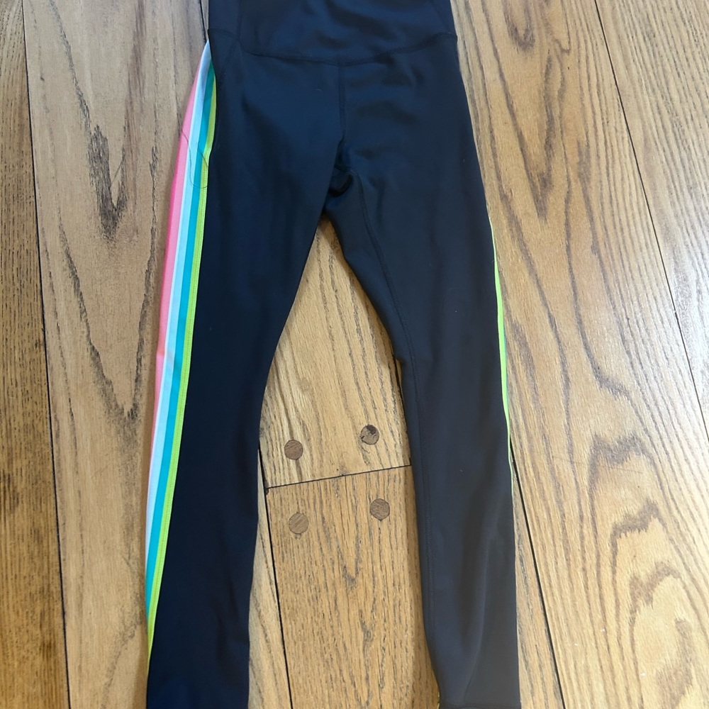 Black  Leggings with Rainbow Stripe